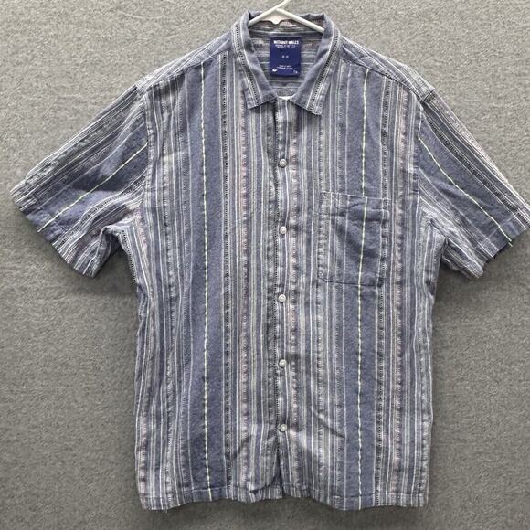Without Walls Shirt Mens Medium Multicolor Striped Short Sleeve Button Up Gorp - Picture 1 of 5